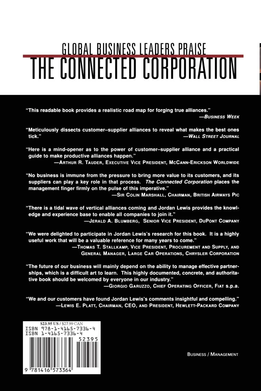 Rückseite: 9781416573364 | Connected Corporation | Jordan D. Lewis | Taschenbuch | Englisch