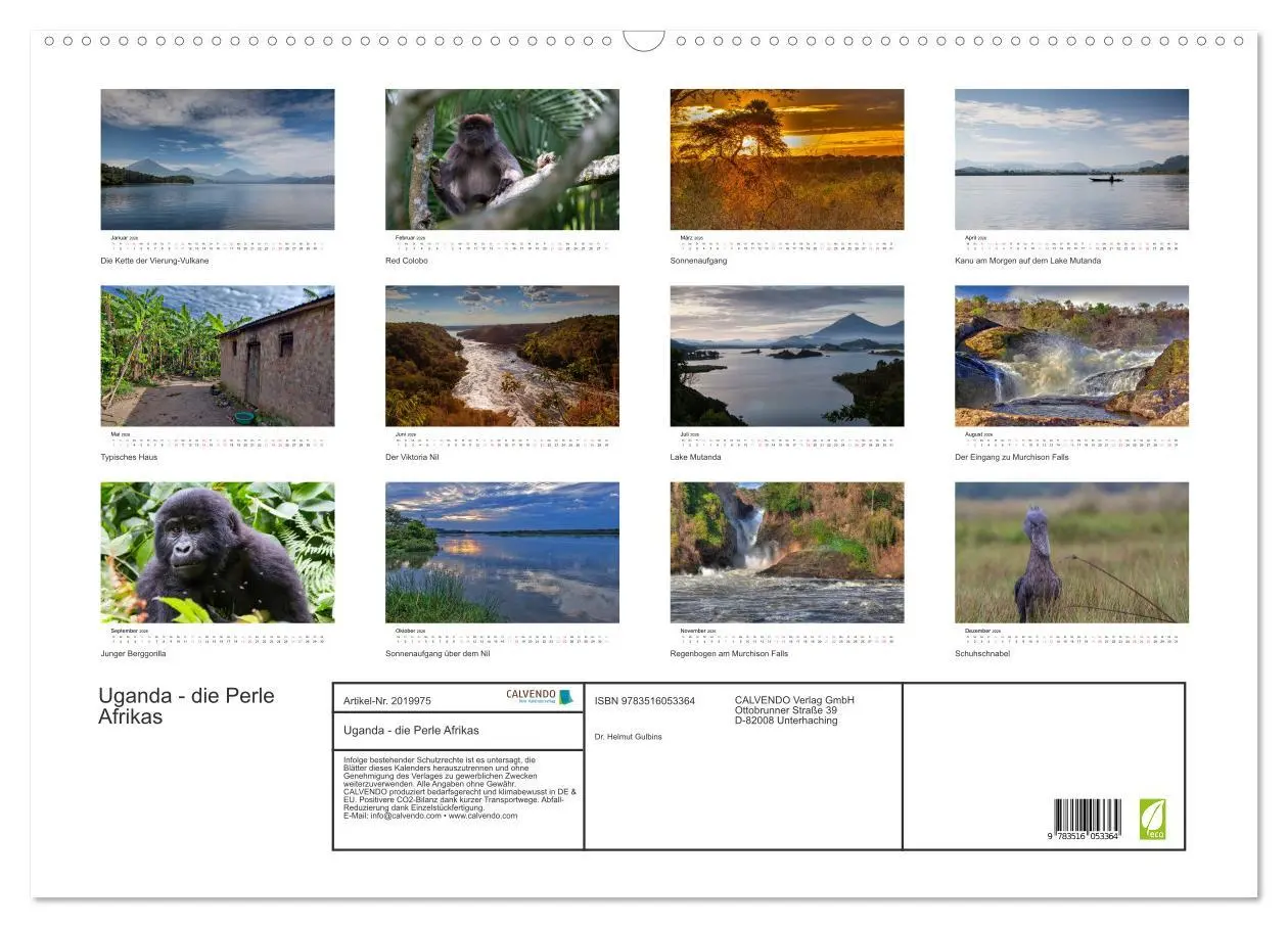 Bild: 9783516053364 | Uganda - die Perle Afrikas (Wandkalender 2026 DIN A2 quer),...