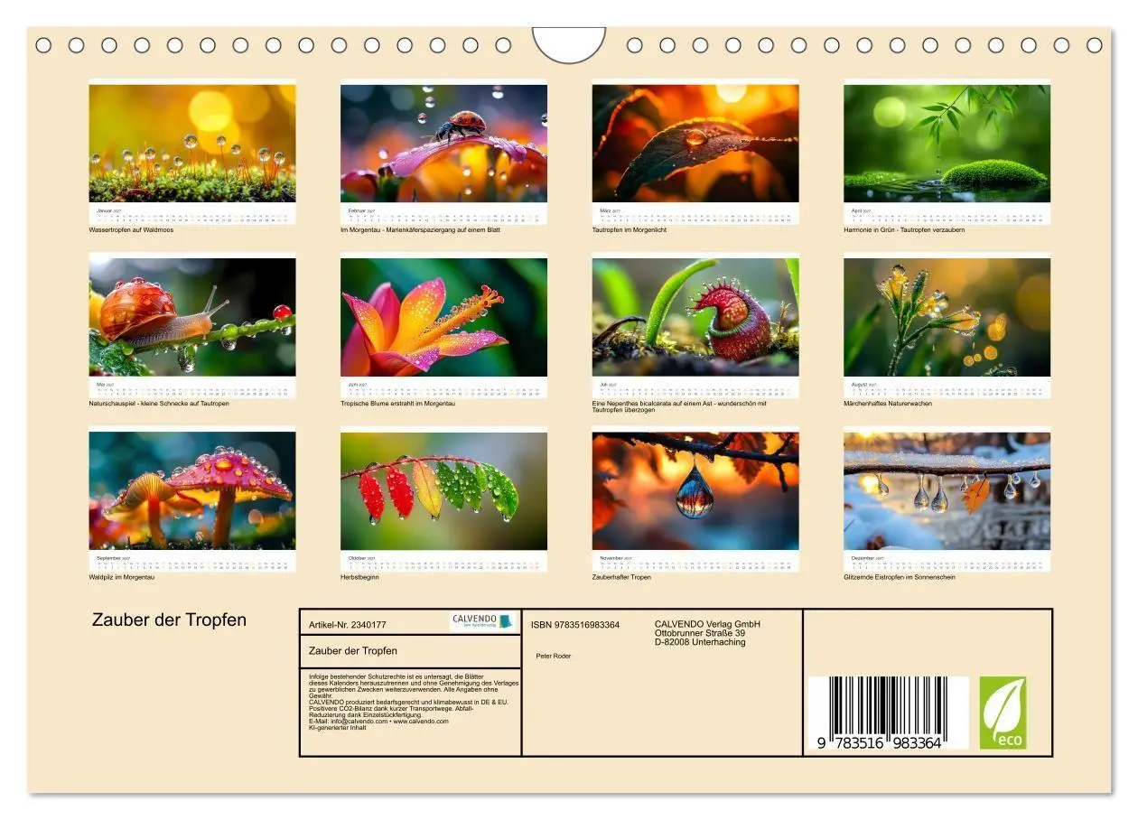 Bild: 9783516983364 | Zauber der Tropfen (Wandkalender 2027 DIN A4 quer), CALVENDO...