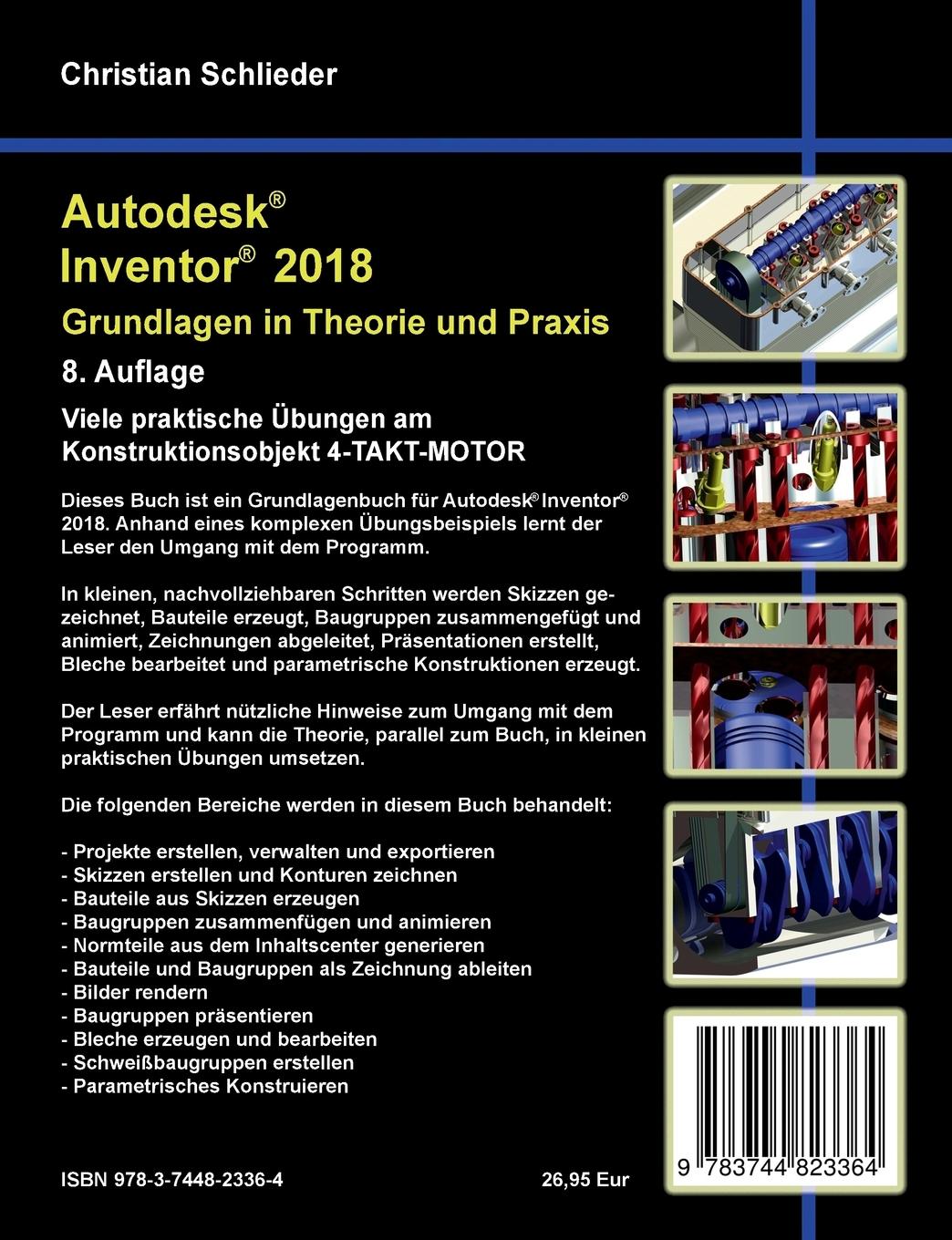 Rückseite: 9783744823364 | Autodesk Inventor 2018 - Grundlagen in Theorie und Praxis | Schlieder