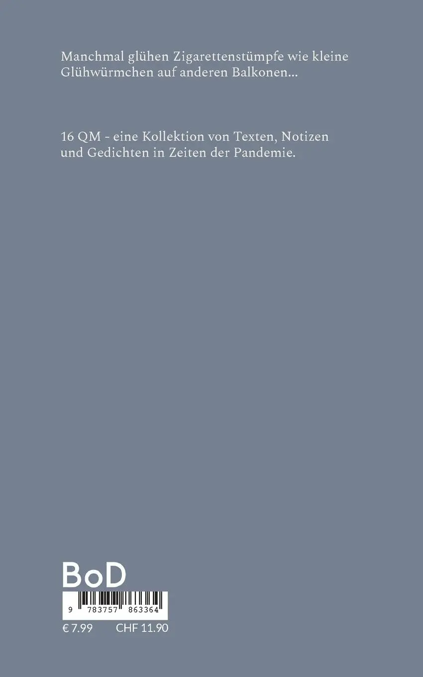 Rückseite: 9783757863364 | 16qm | Poesie &amp; Notizen in Zeiten der Pandemie | Tabea Ranzinger
