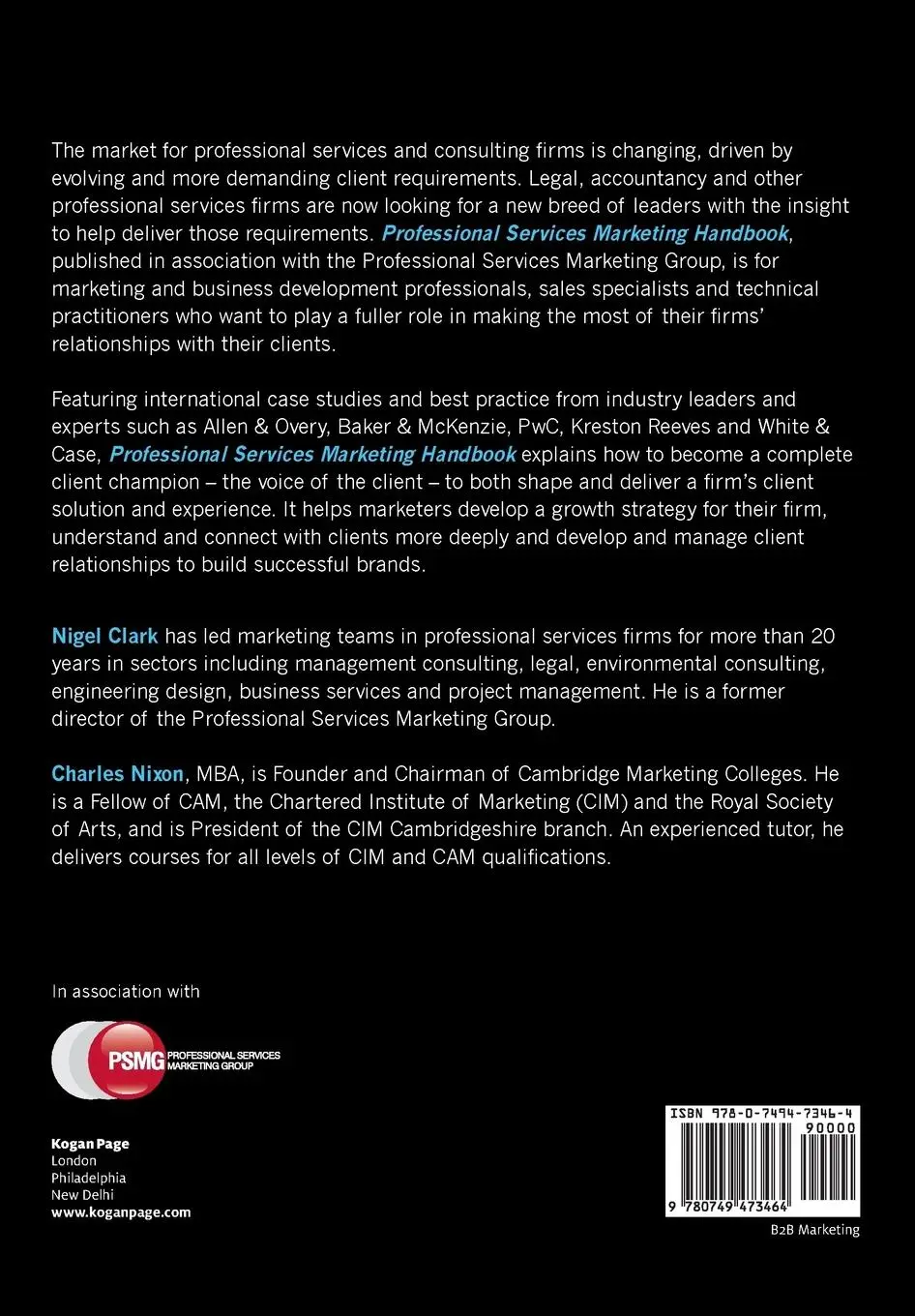 Rückseite: 9780749473464 | Professional Services Marketing Handbook | Nigel Clark (u. a.) | Buch