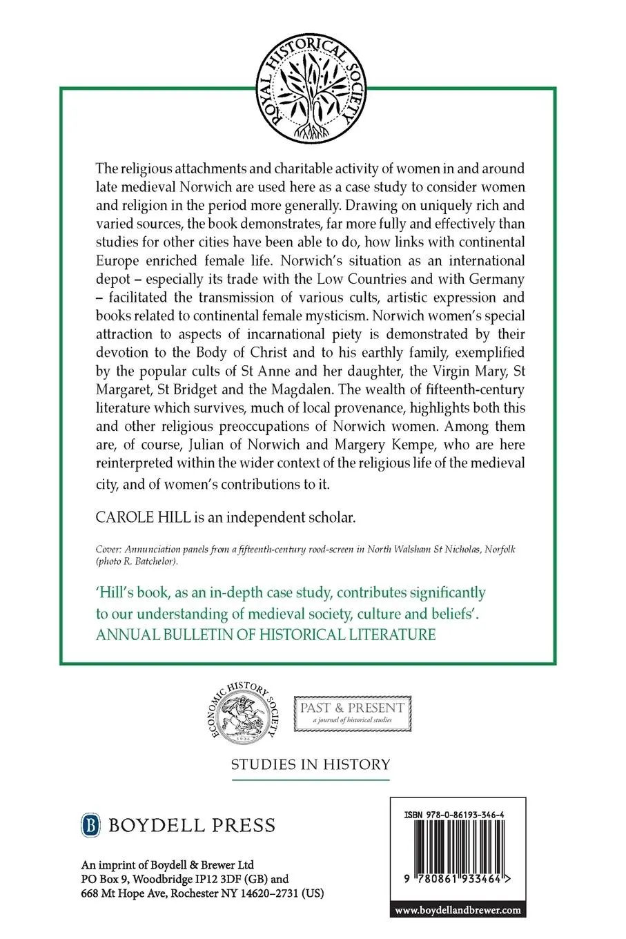 Rückseite: 9780861933464 | Women and Religion in Late Medieval Norwich | Carole Hill | Buch