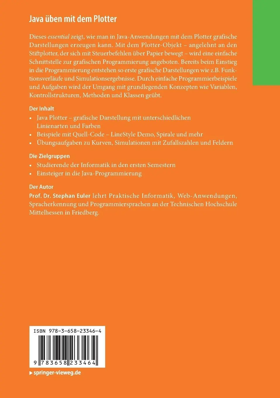 Rückseite: 9783658233464 | Java üben mit dem Plotter | Stephan Euler | Taschenbuch | vii | 2018