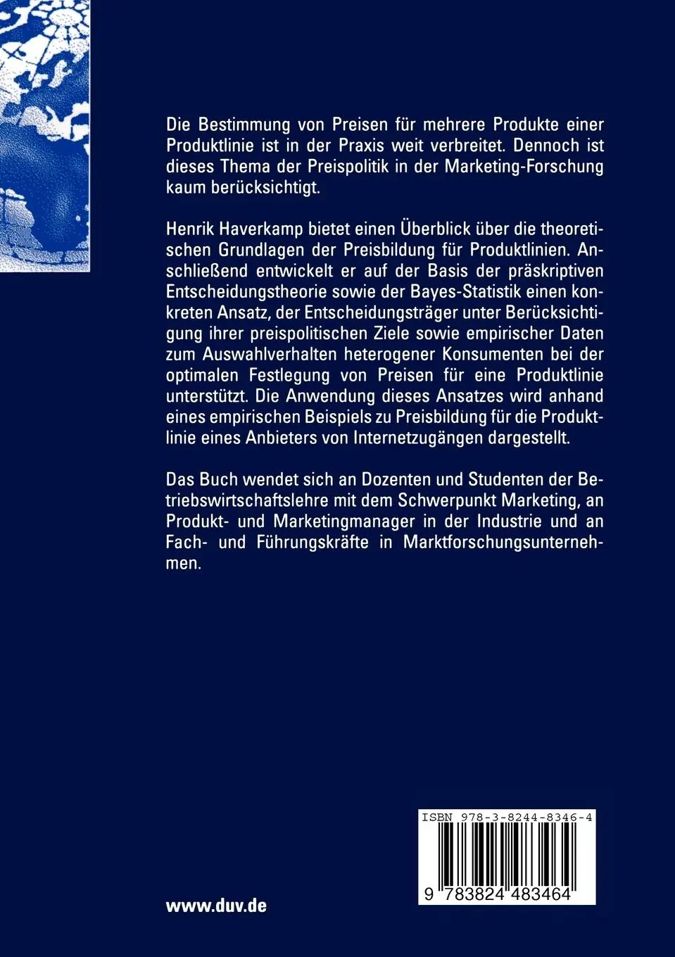 Rückseite: 9783824483464 | Preisbildung für Produktlinien | Henrik Haverkamp | Taschenbuch | 2005