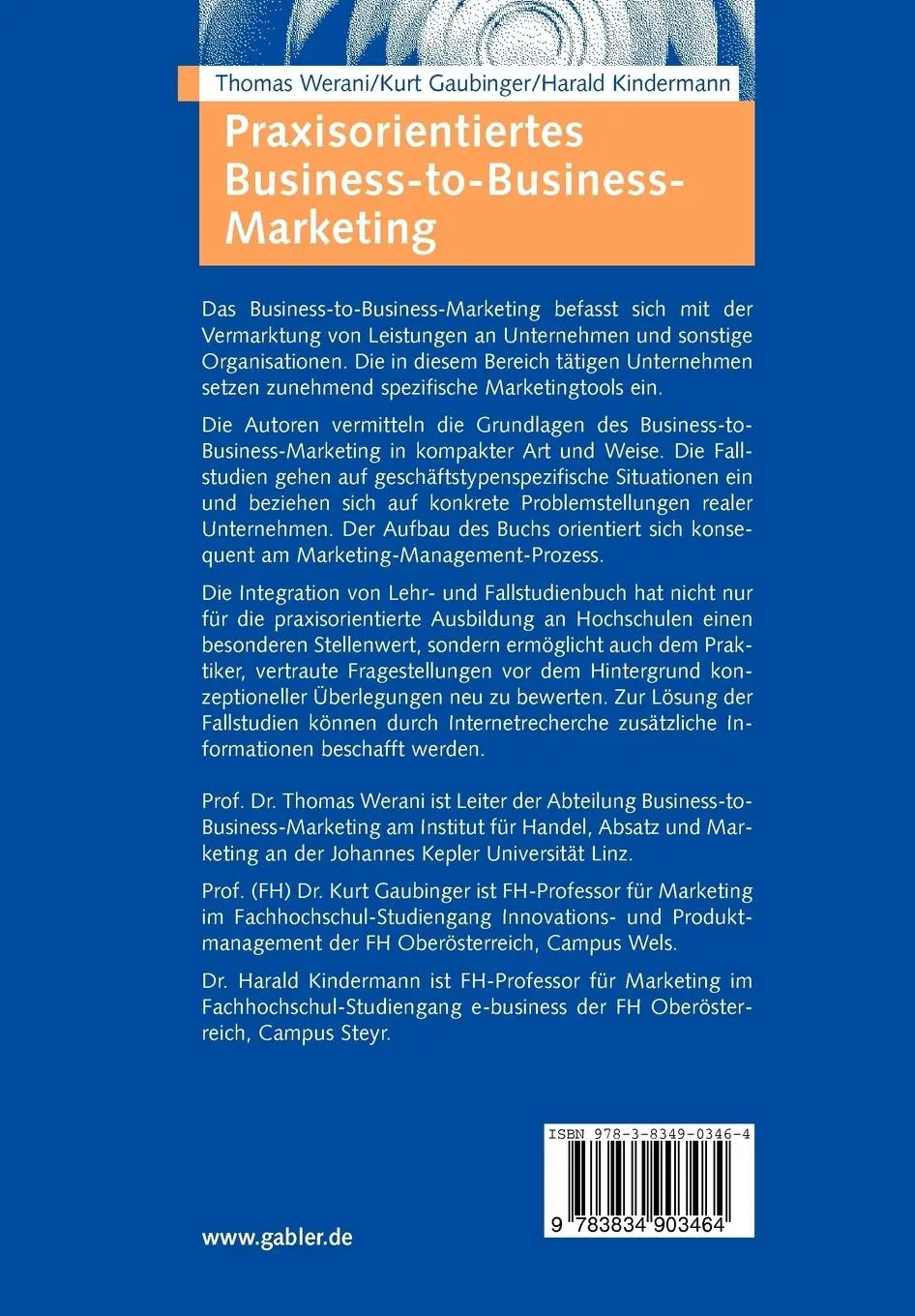 Rückseite: 9783834903464 | Praxisorientiertes Business-to-Business-Marketing | Werani (u. a.)