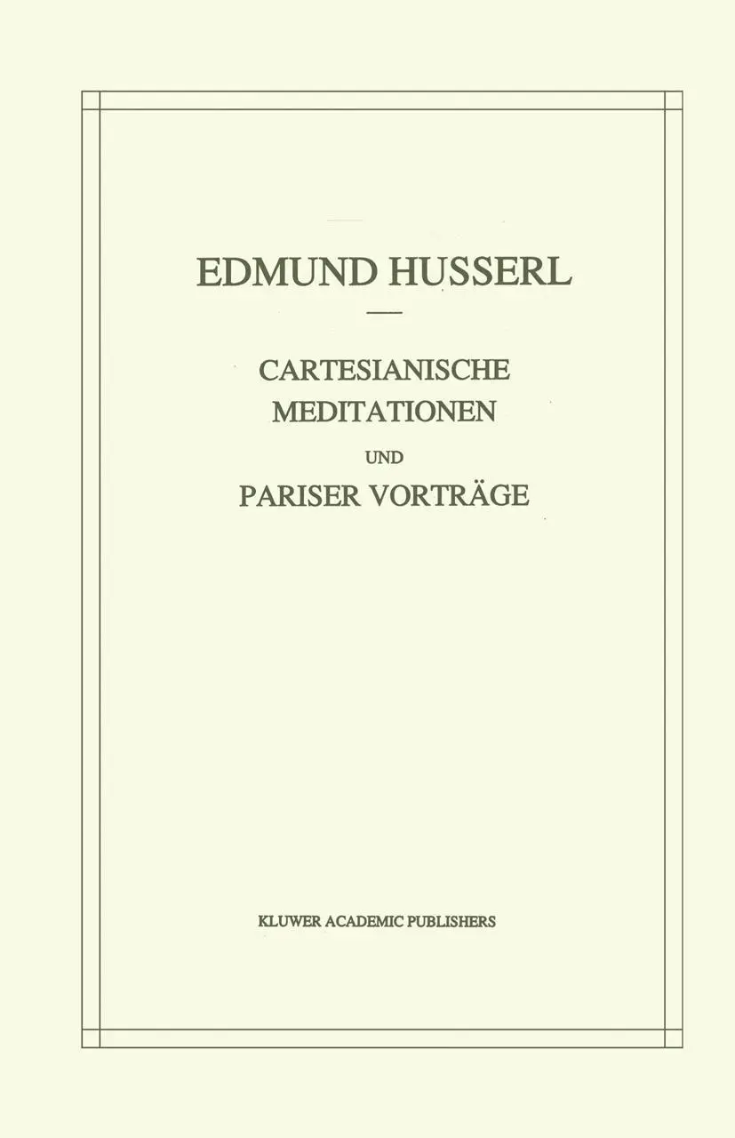 Cover: 9789401053464 | Cartesianische Meditationen und Pariser Vortrage | Husserl (u. a.)
