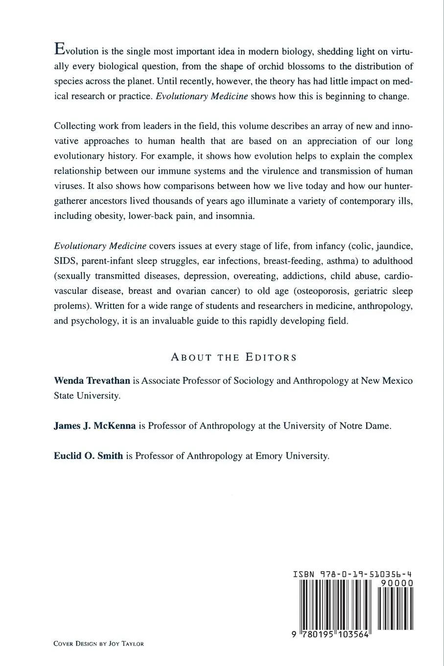 Rückseite: 9780195103564 | Evolutionary Medicine | E O Smith | Taschenbuch | Englisch | 1999