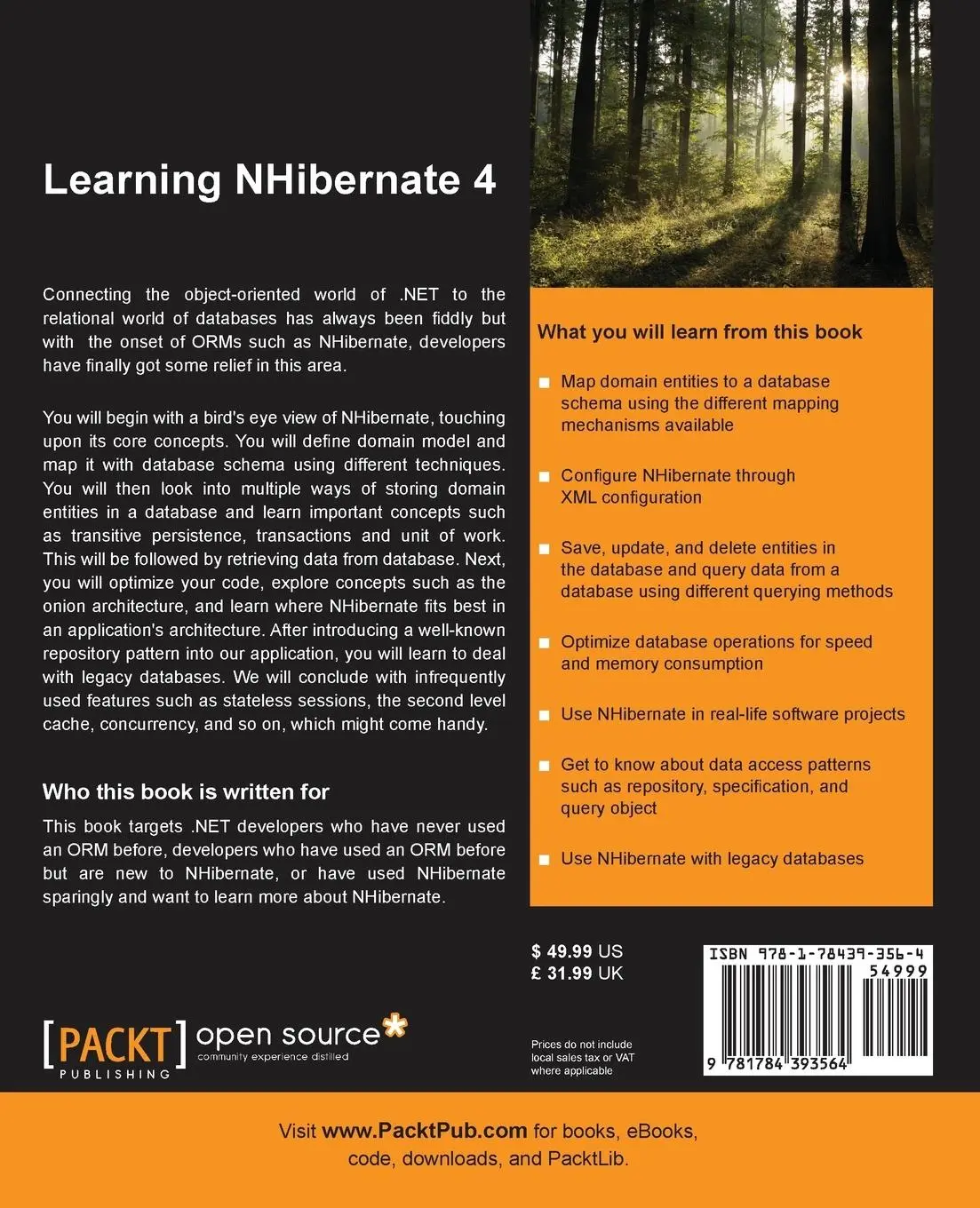 Rückseite: 9781784393564 | Learning NHibernate 4 | Suhas Chatekar | Taschenbuch | Englisch | 2015