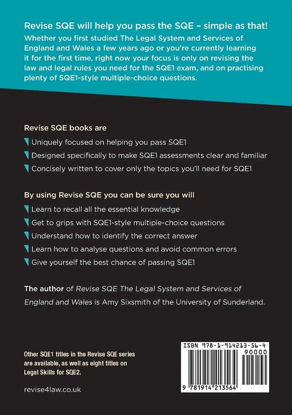 Rückseite: 9781914213564 | Revise SQE The Legal System and Services of England and Wales | Buch