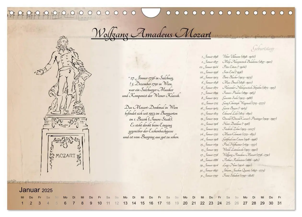Bild: 9783435303564 | Von Mozart bis Beethoven (Wandkalender 2025 DIN A4 quer), CALVENDO...
