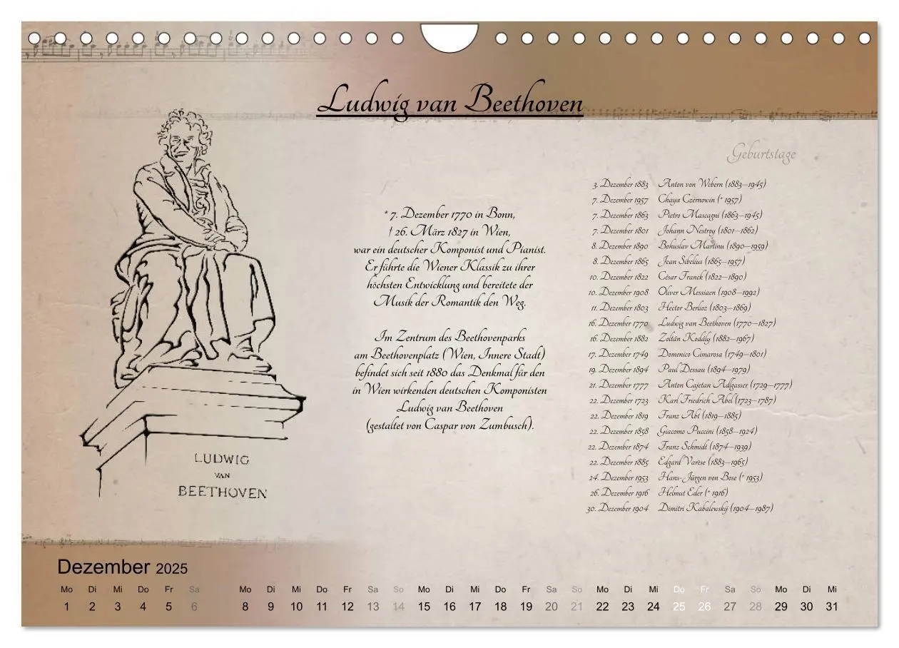Bild: 9783435303564 | Von Mozart bis Beethoven (Wandkalender 2025 DIN A4 quer), CALVENDO...
