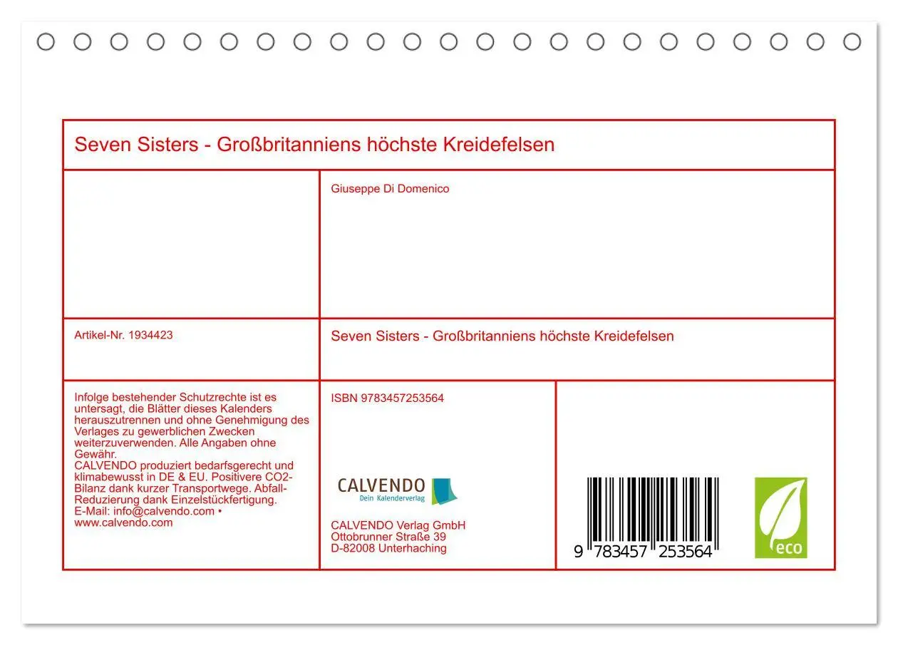 Bild: 9783457253564 | Seven Sisters - Großbritanniens höchste Kreidefelsen (Tischkalender...