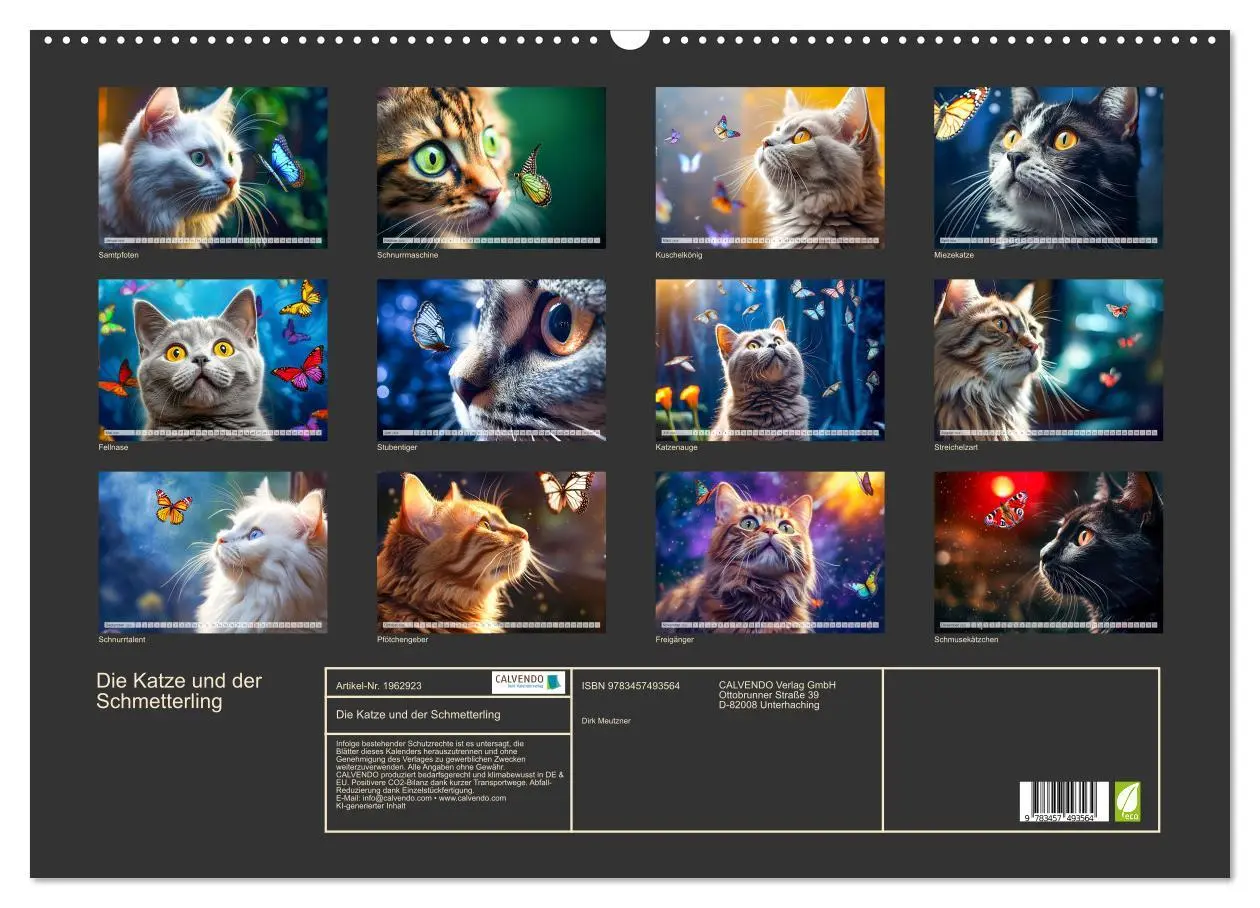 Bild: 9783457493564 | Die Katze und der Schmetterling (Wandkalender 2026 DIN A2 quer),...
