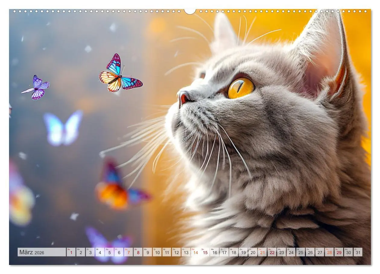 Bild: 9783457493564 | Die Katze und der Schmetterling (Wandkalender 2026 DIN A2 quer),...