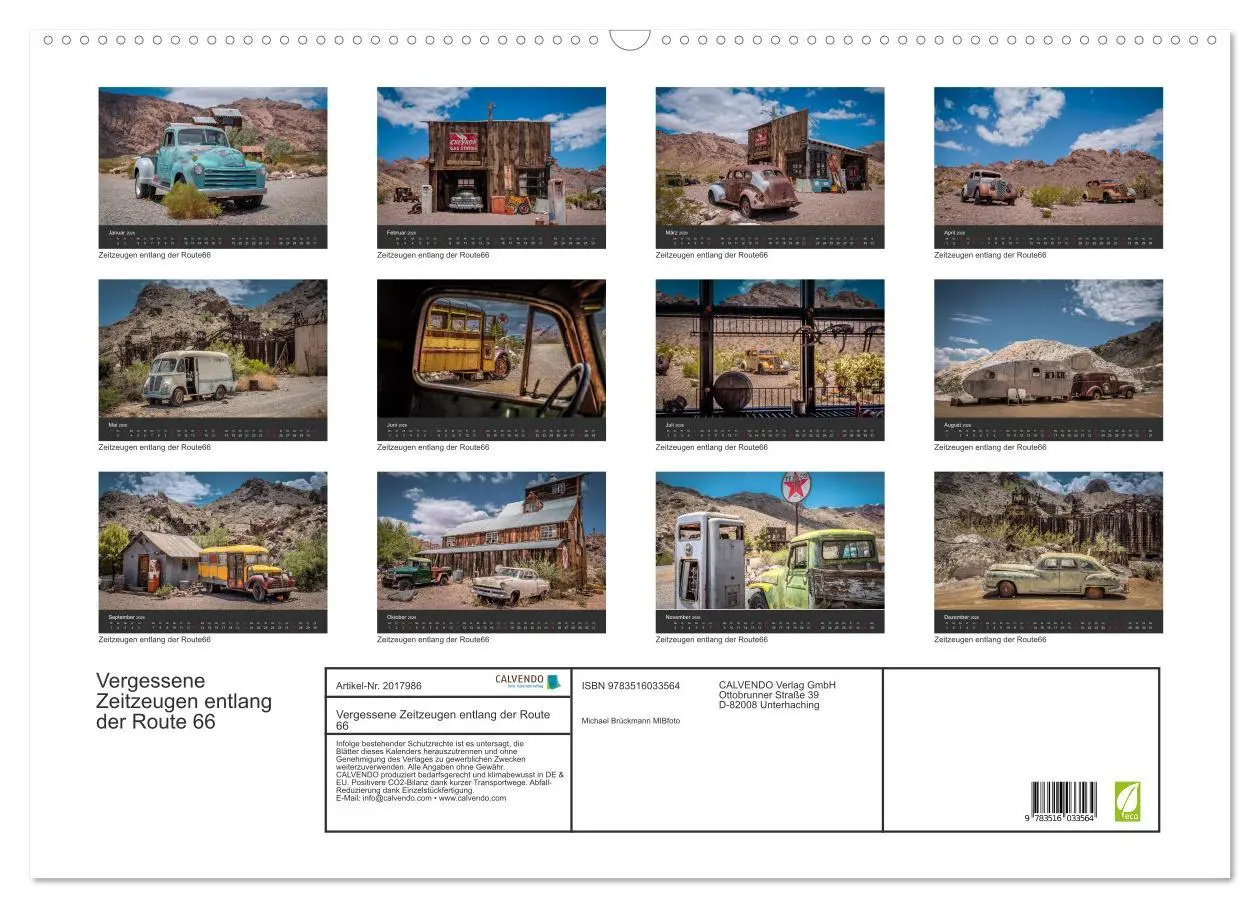 Bild: 9783516033564 | Vergessene Zeitzeugen entlang der Route 66 (Wandkalender 2026 DIN...