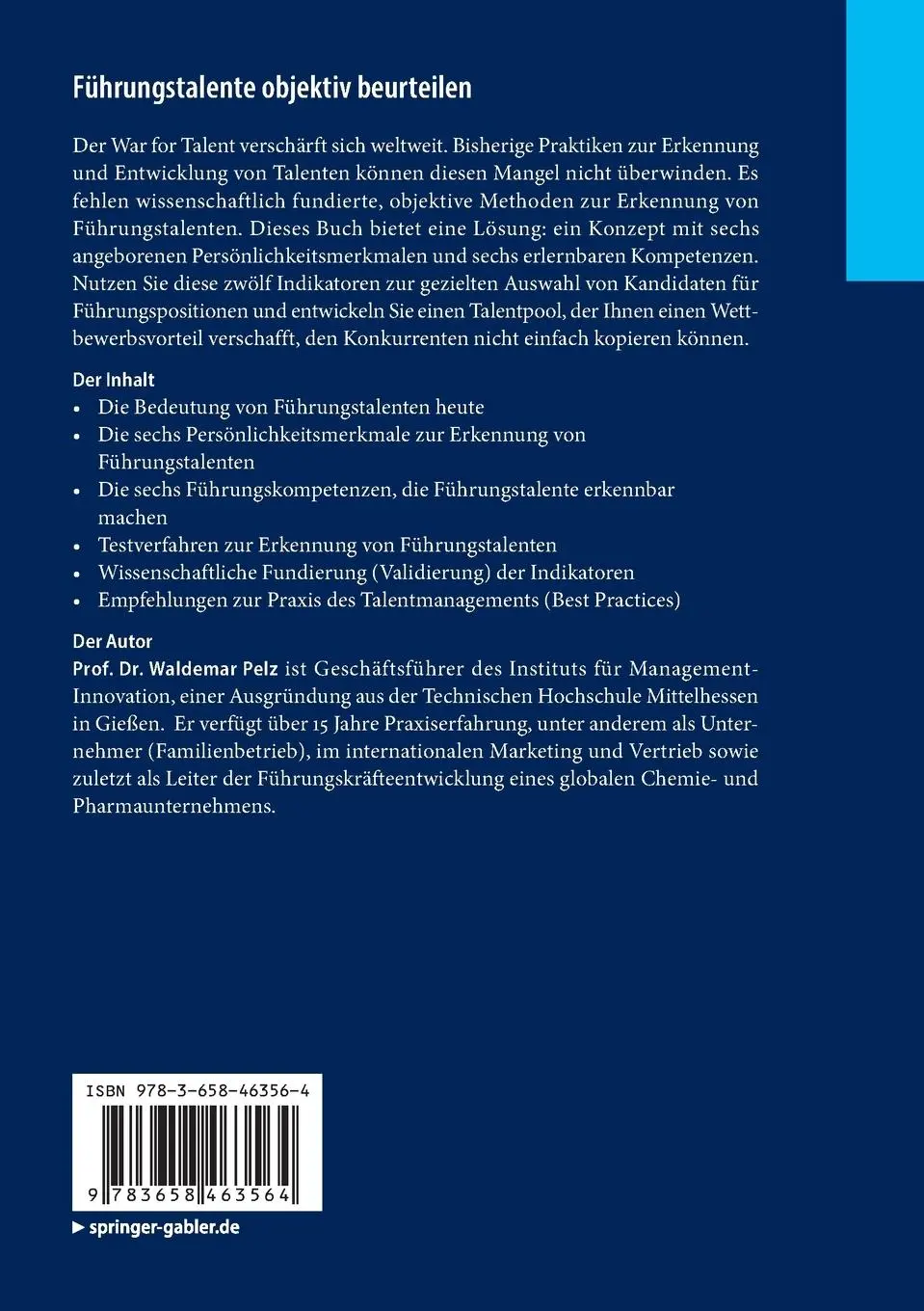 Rückseite: 9783658463564 | Führungstalente objektiv beurteilen | Waldemar Pelz | Taschenbuch | xi