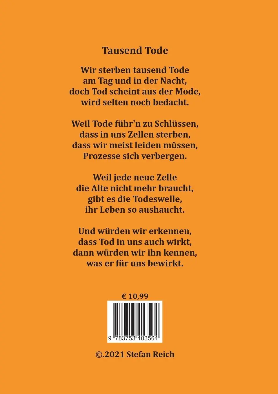 Rückseite: 9783753403564 | Seelenwerke | Gedichte über die Seele &amp; Tod | Stefan Reich | Buch