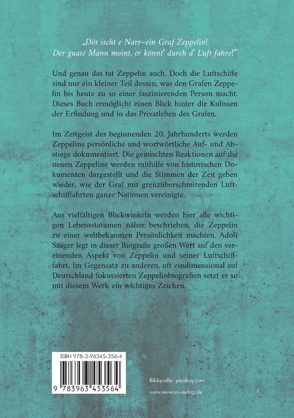 Rückseite: 9783963453564 | Graf Ferdinand von Zeppelin | Eine Biografie | Adolf Saager | Buch