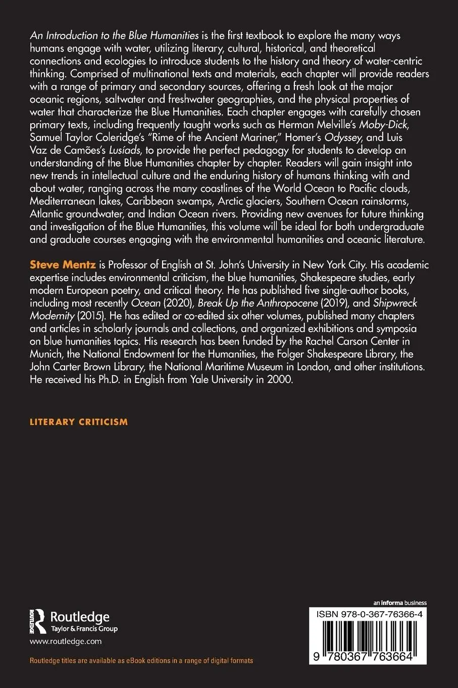 Rückseite: 9780367763664 | An Introduction to the Blue Humanities | Steve Mentz | Taschenbuch