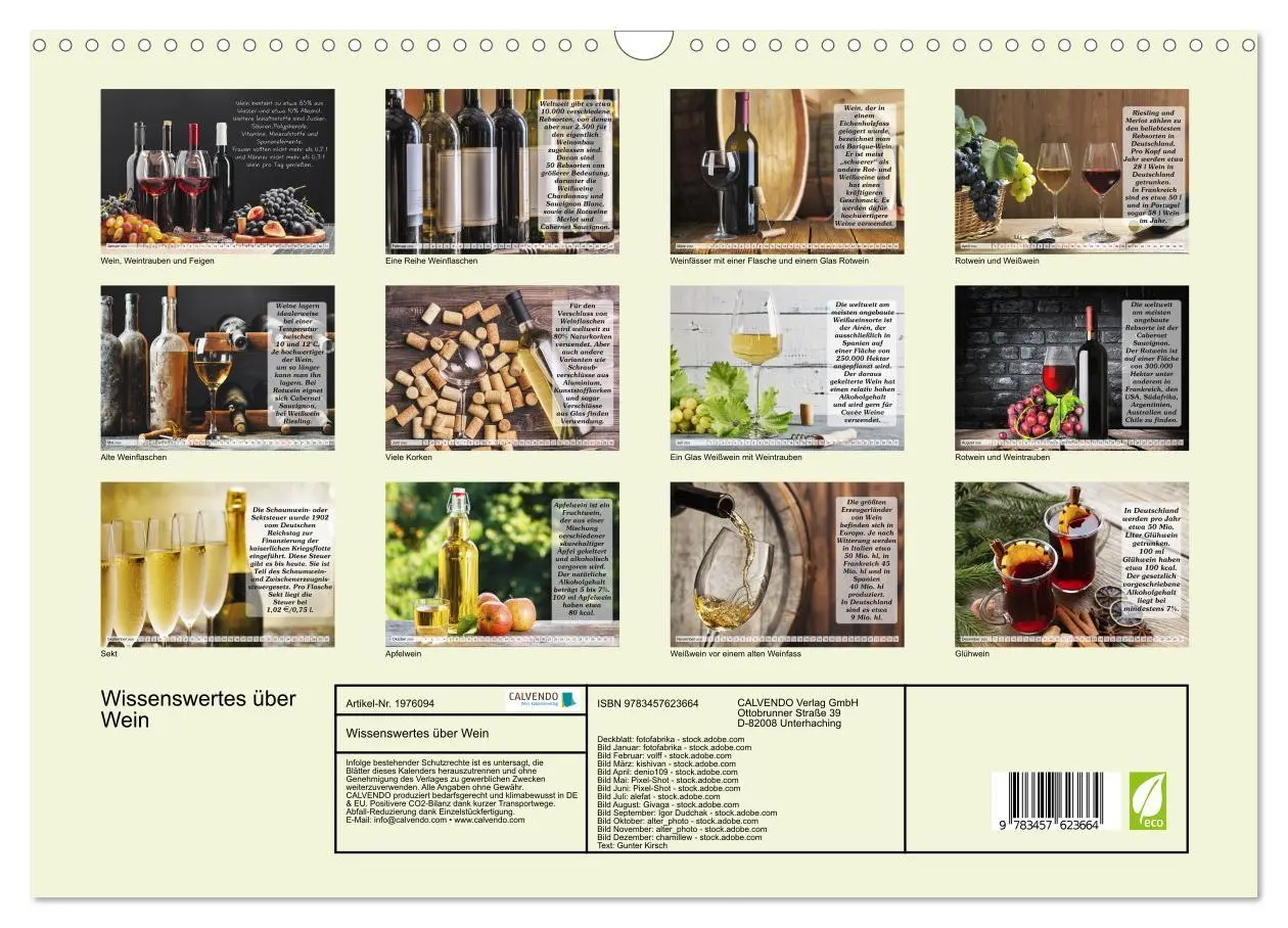 Bild: 9783457623664 | Wissenswertes über Wein (Wandkalender 2026 DIN A3 quer), CALVENDO...