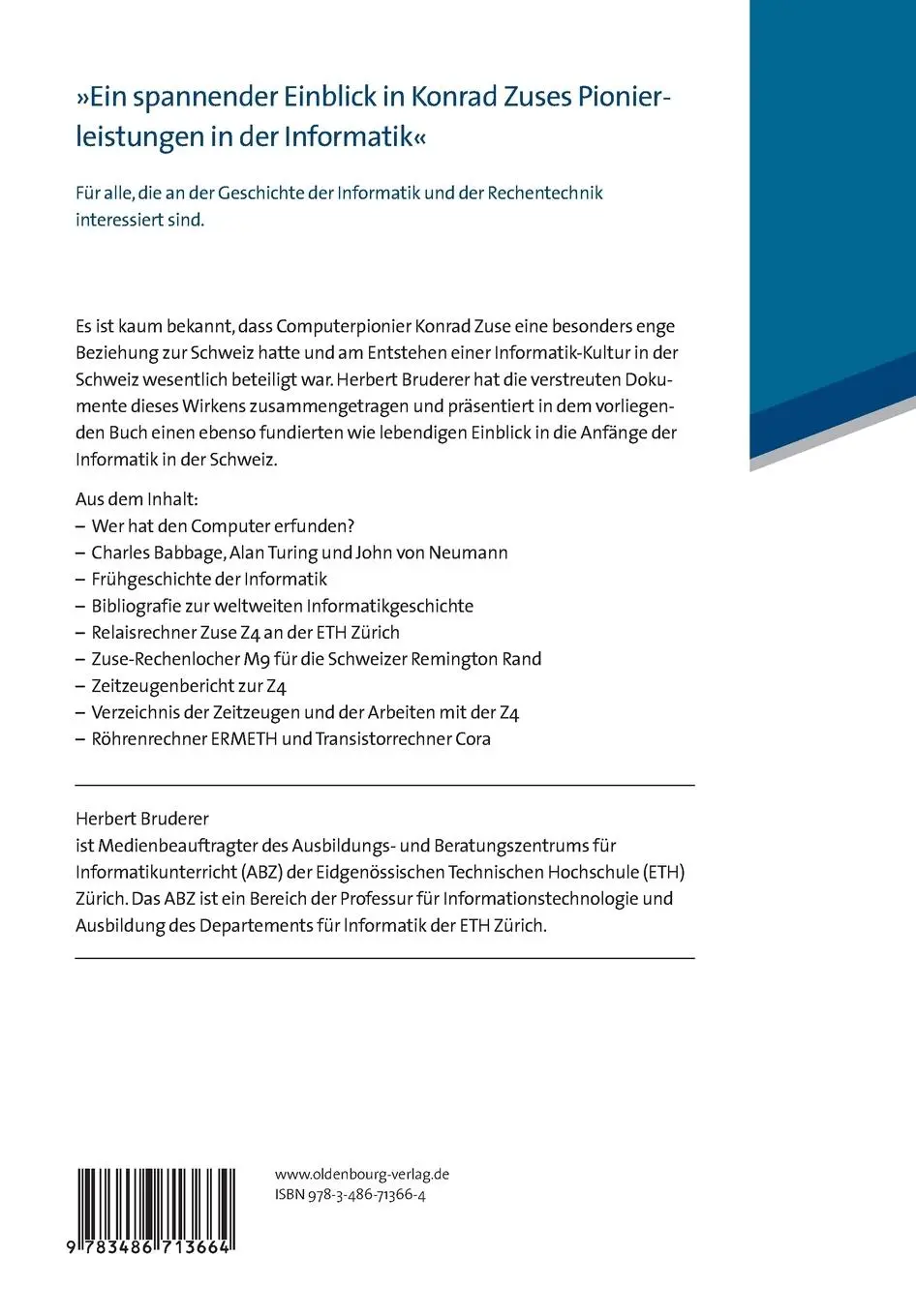 Rückseite: 9783486713664 | Konrad Zuse und die Schweiz | Wer hat den Computer erfunden? | Buch
