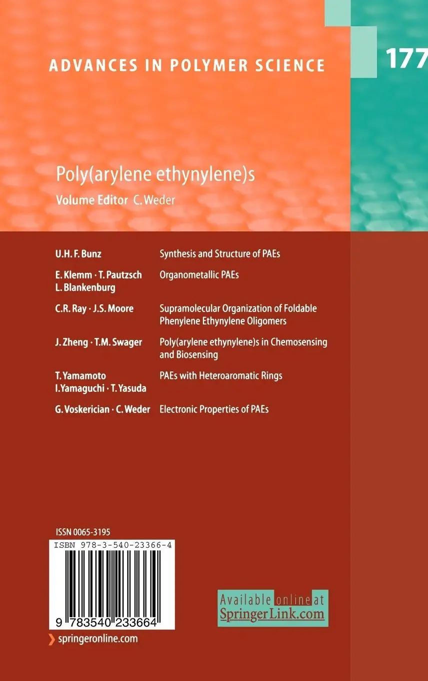 Rückseite: 9783540233664 | Poly(arylene ethynylene)s | From Synthesis to Application | Weder | xi