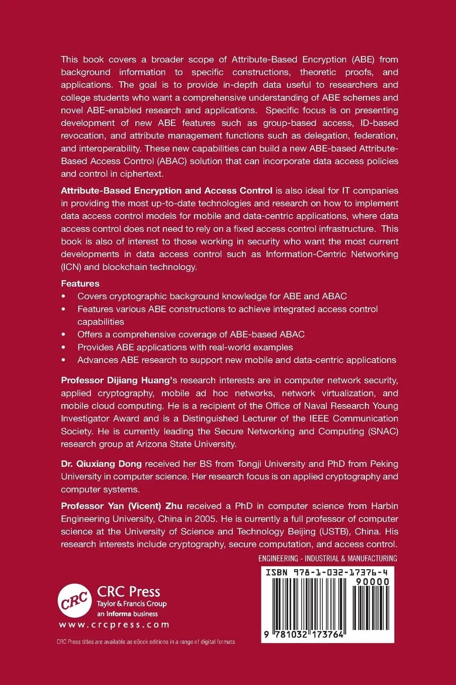 Rückseite: 9781032173764 | Attribute-Based Encryption and Access Control | Dijiang Huang (u. a.)