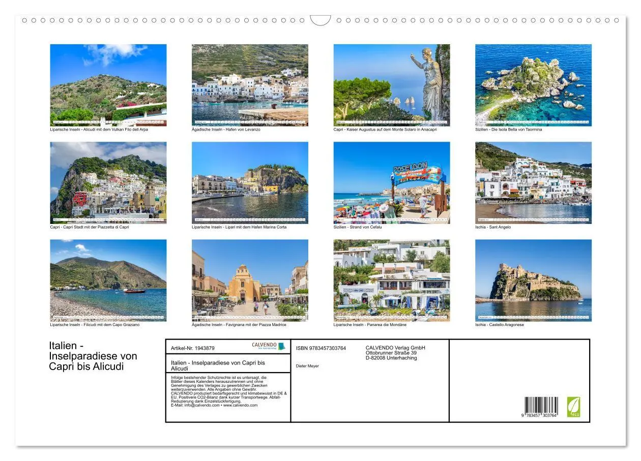 Bild: 9783457303764 | Italien - Inselparadiese von Capri bis Alicudi (Wandkalender 2026...