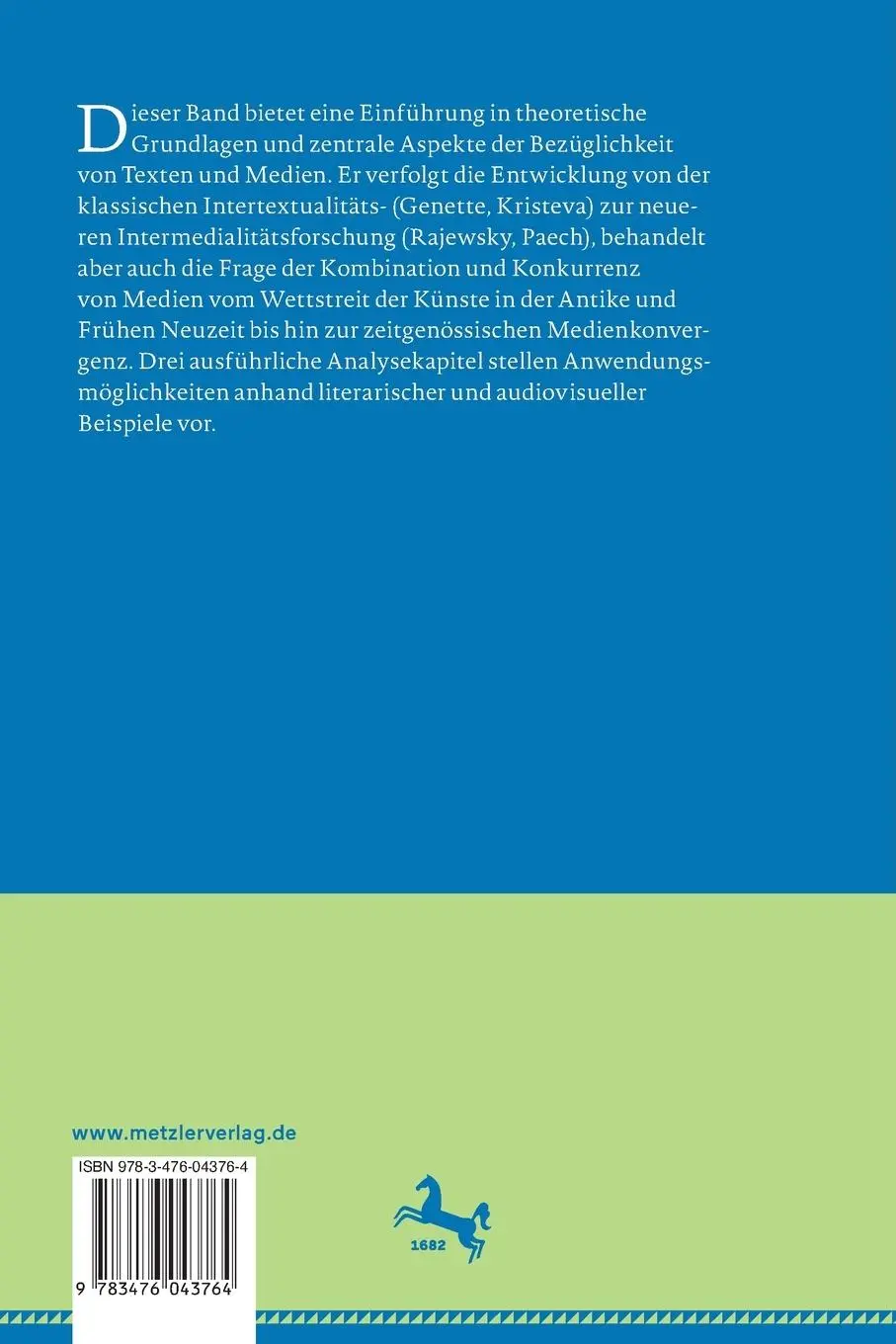 Rückseite: 9783476043764 | Intertextualität und Intermedialität | Guido Isekenmeier (u. a.) | ix