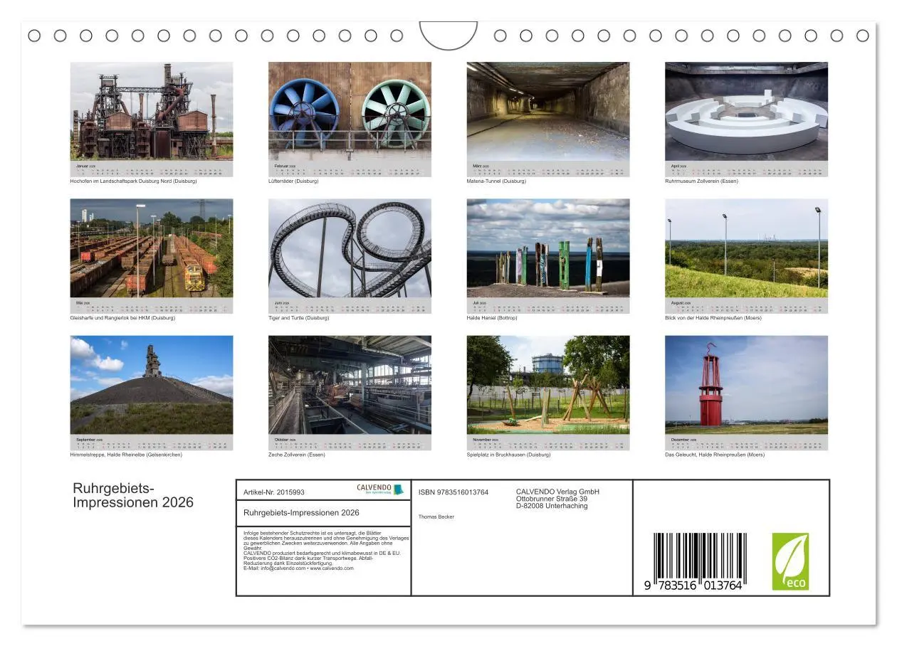 Bild: 9783516013764 | Ruhrgebiets-Impressionen 2026 (Wandkalender 2026 DIN A4 quer),...
