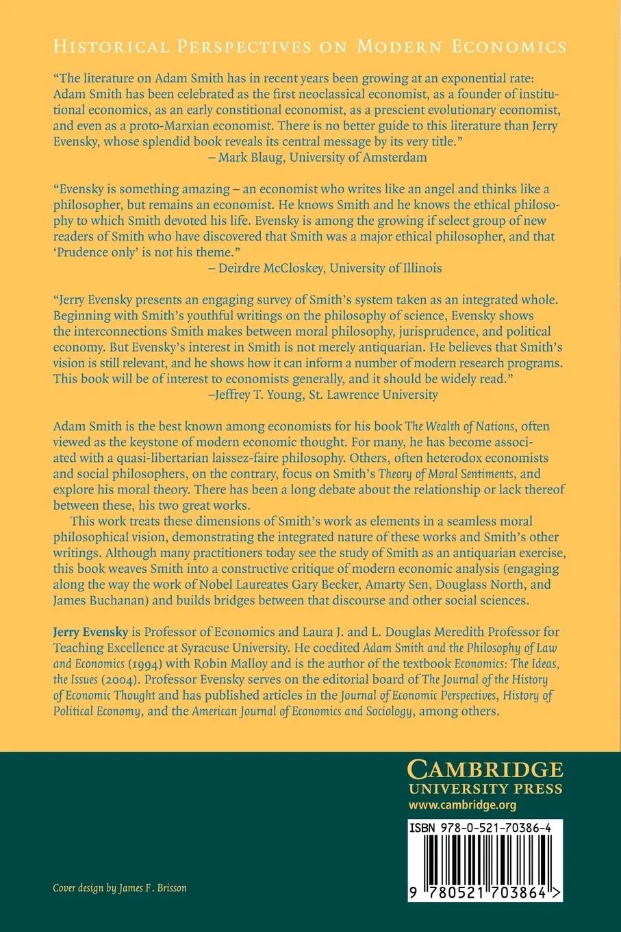 Rückseite: 9780521703864 | Adam Smith's Moral Philosophy | Jerry Evensky | Taschenbuch | Englisch