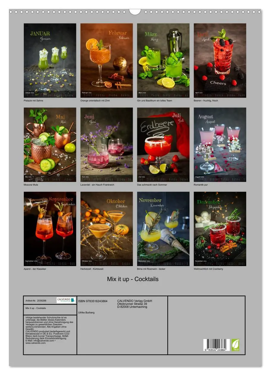 Bild: 9783516243864 | Mix it up - Cocktails (Wandkalender 2026 DIN A2 hoch), CALVENDO...