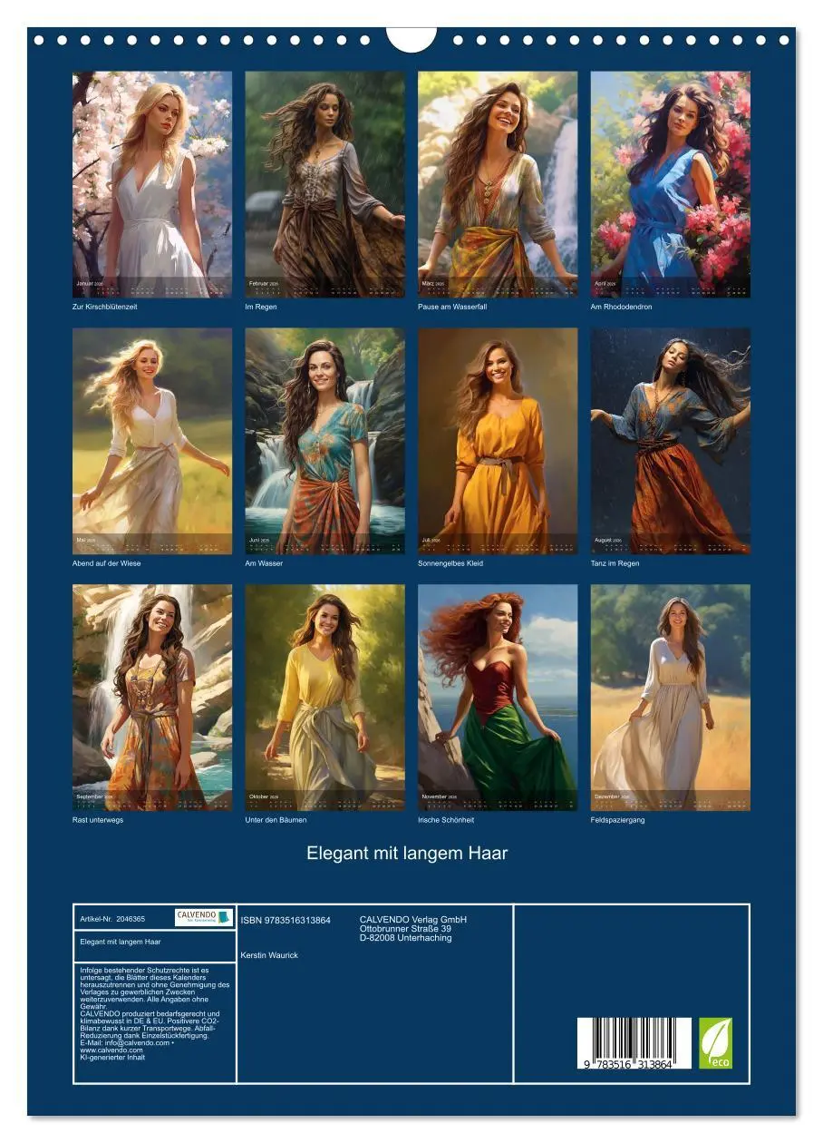 Bild: 9783516313864 | Elegant mit langem Haar (Wandkalender 2026 DIN A3 hoch), CALVENDO...