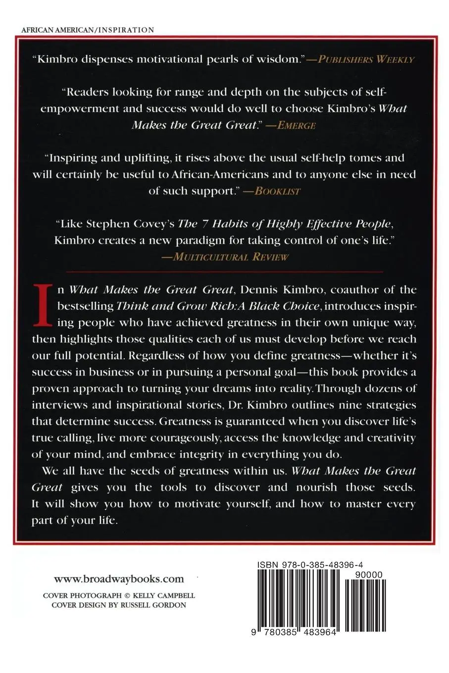 Rückseite: 9780385483964 | What Makes the Great Great | Strategies for Extraordinary Achievement