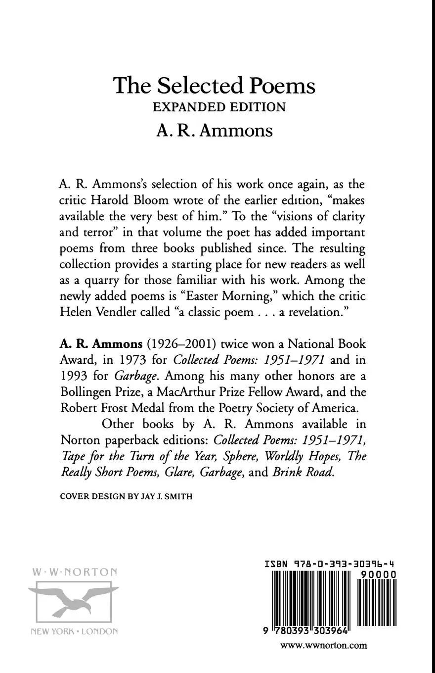 Rückseite: 9780393303964 | The Selected Poems | A. R. Ammons | Taschenbuch | Englisch | 1987