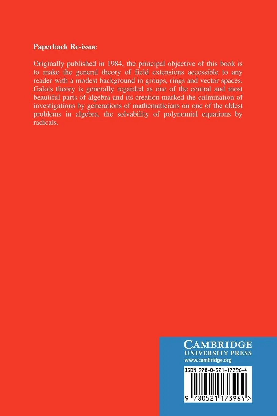 Rückseite: 9780521173964 | Field Extensions and Galois Theory | Julio R. Bastida | Taschenbuch