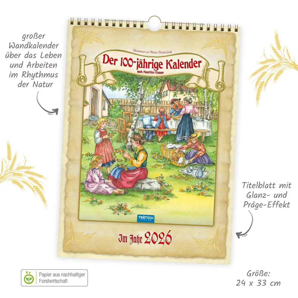 Bild: 9783988023964 | Trötsch Classickalender Der 100-jährige Kalender 2026 | Wandkalender