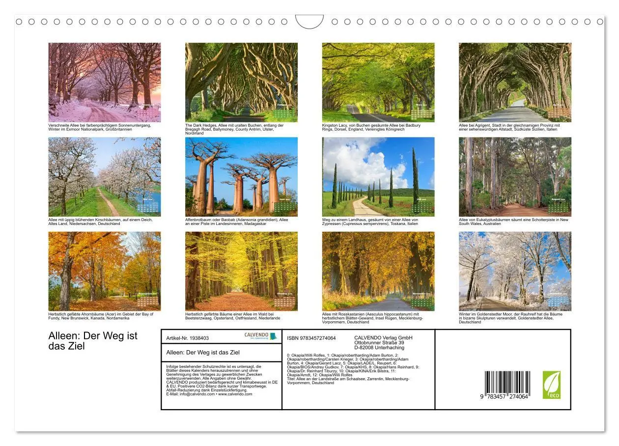 Bild: 9783457274064 | Alleen: Der Weg ist das Ziel (Wandkalender 2026 DIN A3 quer),...