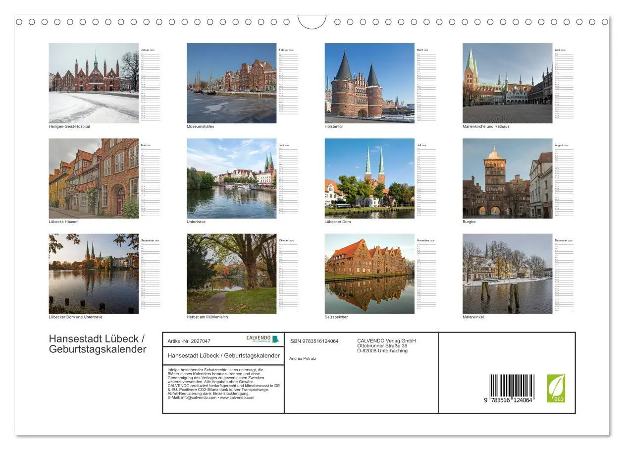 Bild: 9783516124064 | Hansestadt Lübeck / Geburtstagskalender (Wandkalender 2026 DIN A3...