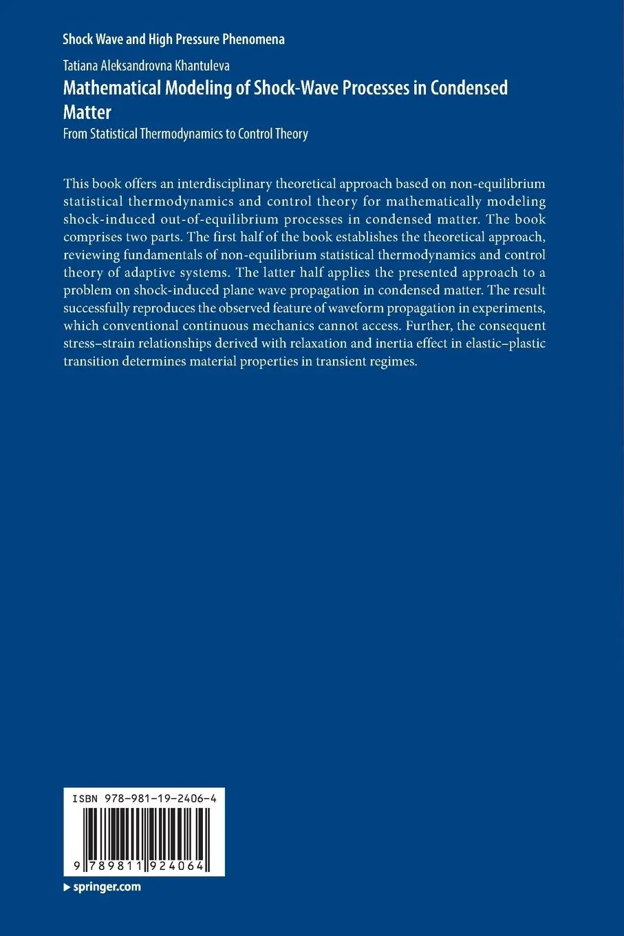 Rückseite: 9789811924064 | Mathematical Modeling of Shock-Wave Processes in Condensed Matter | xv