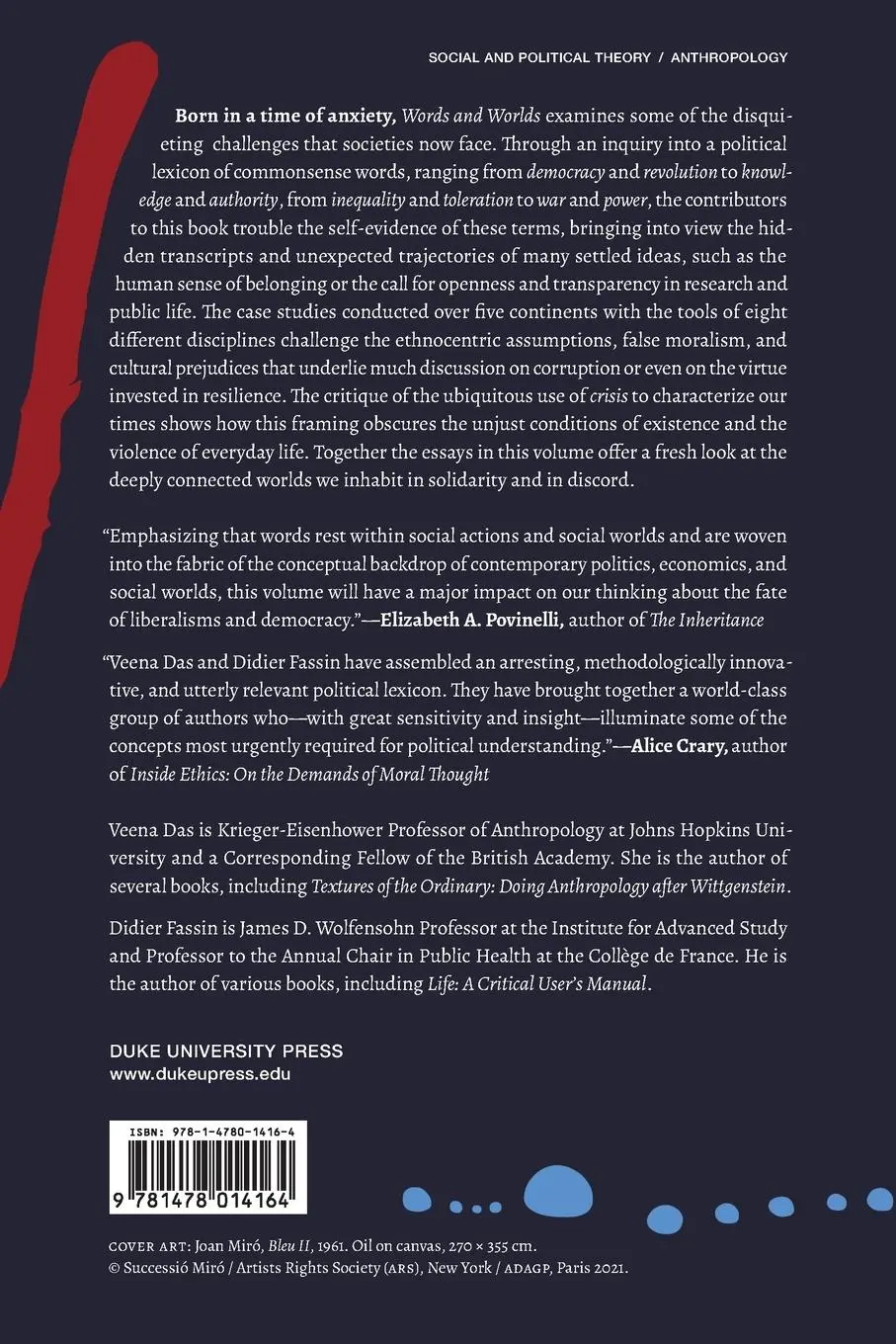 Rückseite: 9781478014164 | Words and Worlds | A Lexicon for Dark Times | Veena Das | Taschenbuch