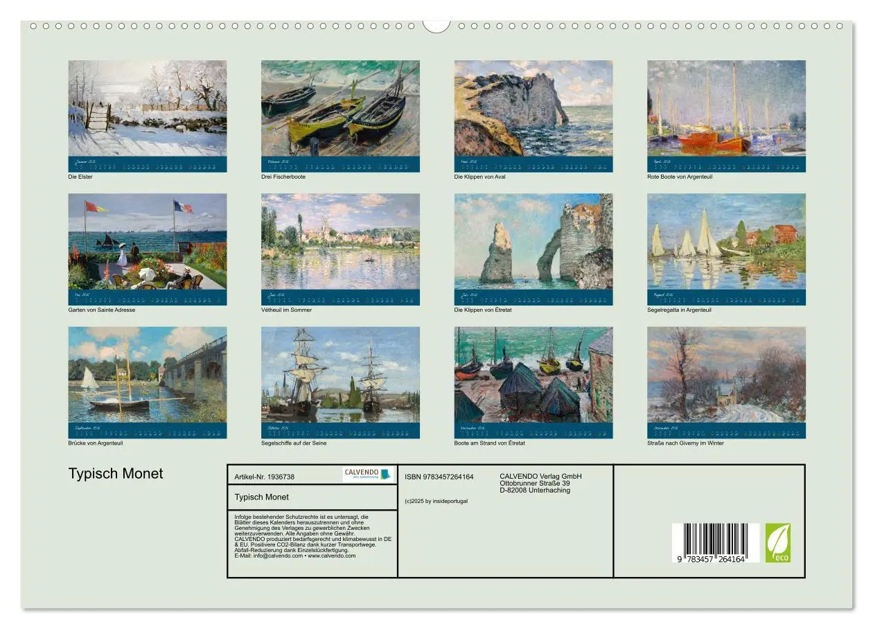 Bild: 9783457264164 | Typisch Monet (hochwertiger Premium Wandkalender 2026 DIN A2 quer),...