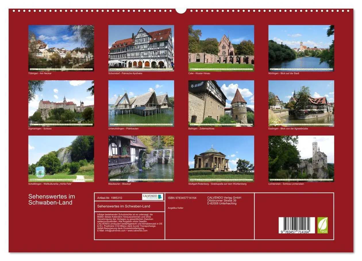 Bild: 9783457714164 | Sehenswertes im Schwaben-Land (hochwertiger Premium Wandkalender...