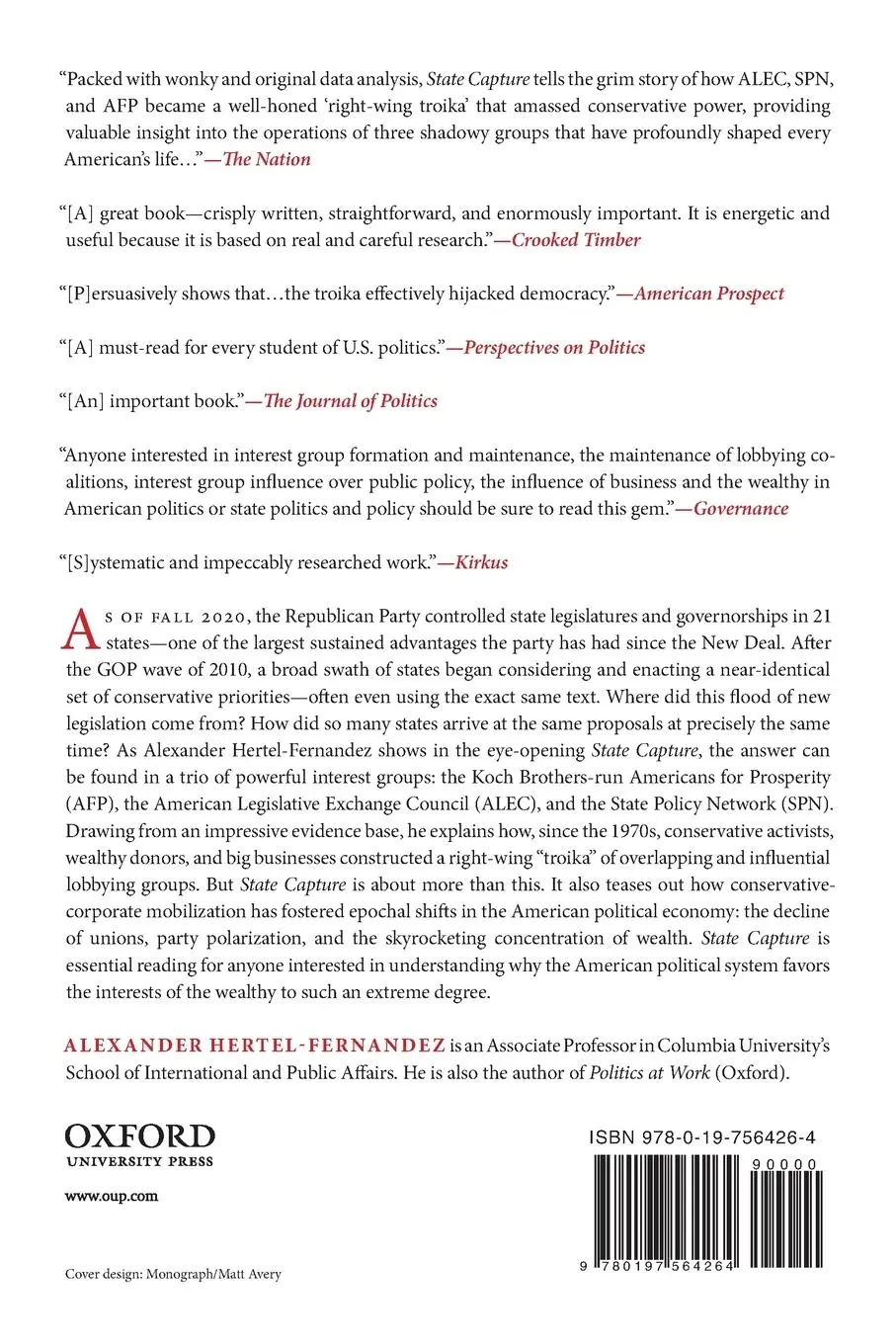 Rückseite: 9780197564264 | State Capture | Alexander Hertel-Fernandez | Taschenbuch | Englisch