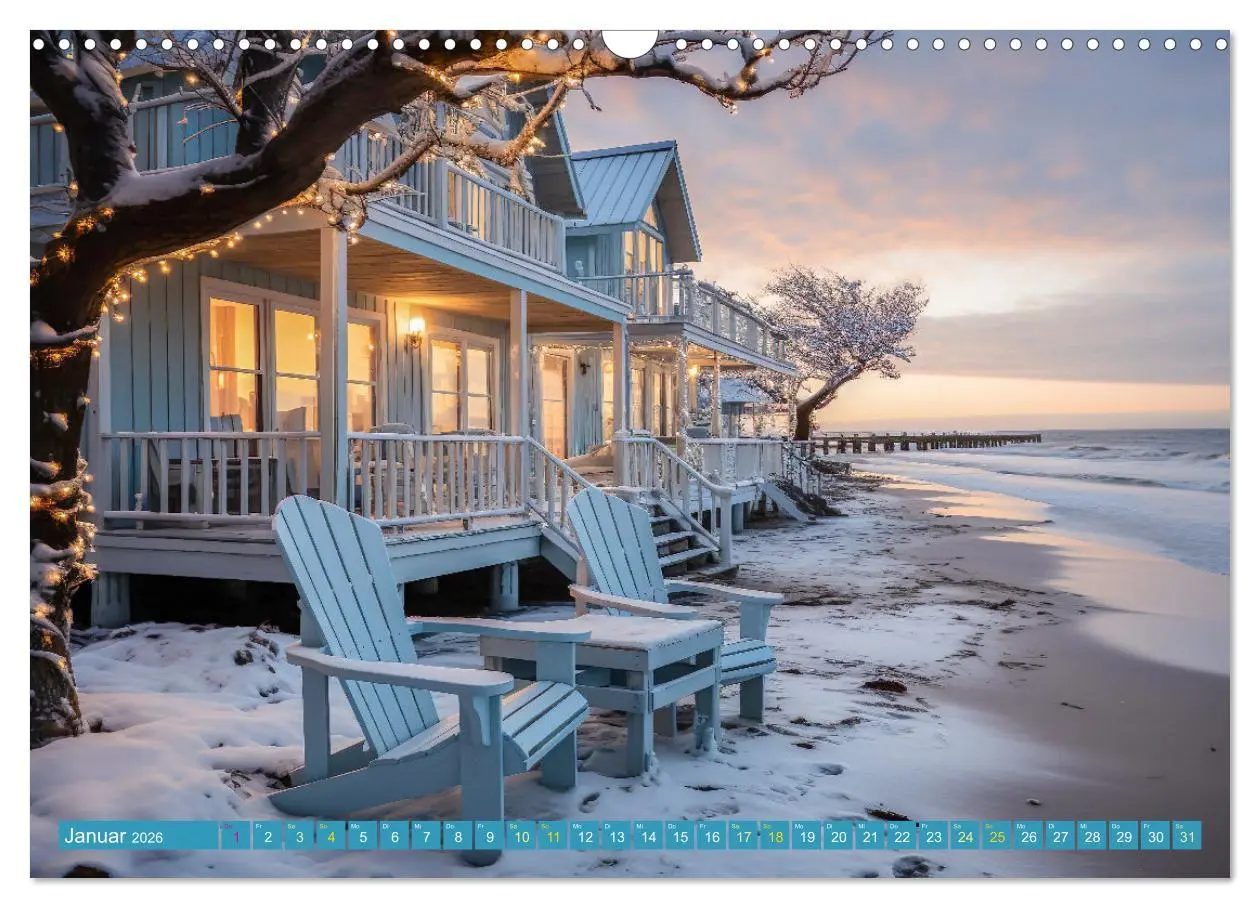 Bild: 9783457494264 | Wunderschöne Strandhäuser (Wandkalender 2026 DIN A3 quer), CALVENDO...
