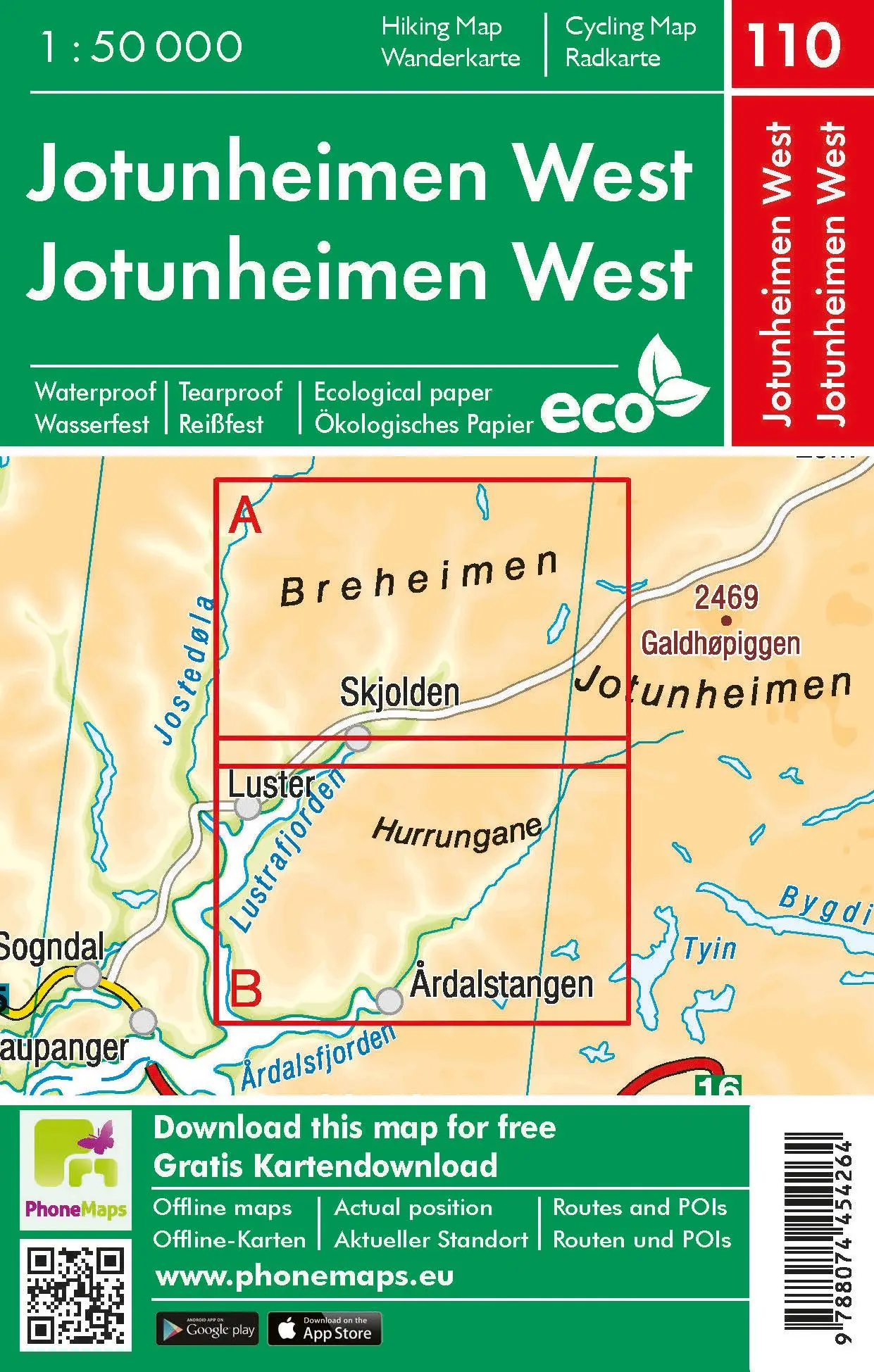 Rückseite: 9788074454264 | Jotunheimen West, Wander - Radkarte 1 : 50 000 | Berndt | (Land-)Karte