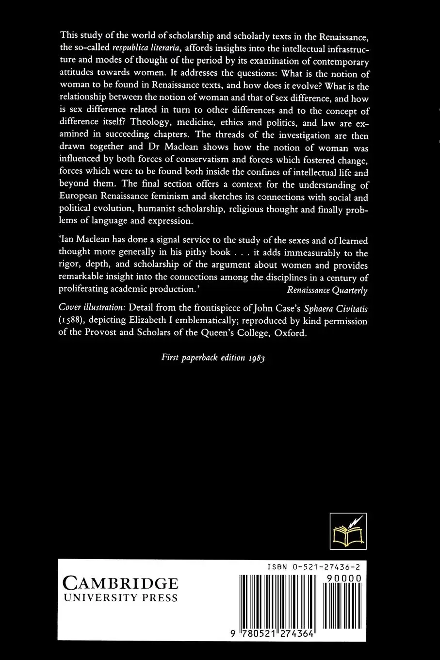 Rückseite: 9780521274364 | Renaissance Notion of Woman | Ian Maclean | Taschenbuch | Englisch