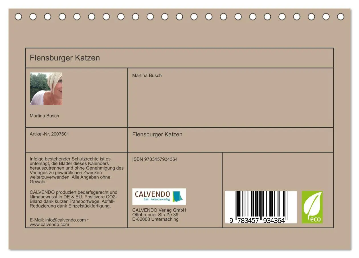 Bild: 9783457934364 | Flensburger Katzen (Tischkalender 2026 DIN A5 quer), CALVENDO...