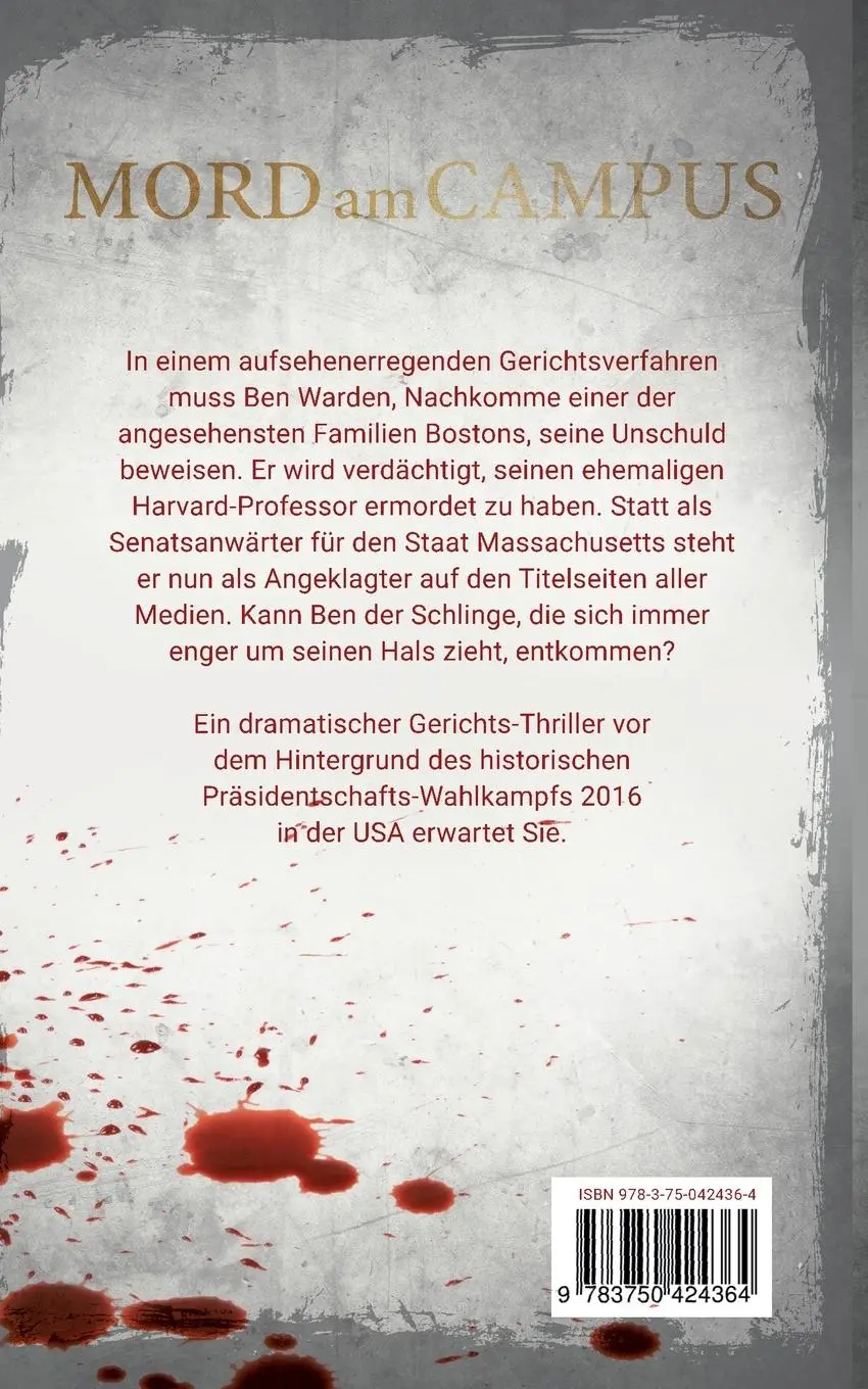 Rückseite: 9783750424364 | Mord am Campus | Gerichtsthriller | Susan Carner | Taschenbuch | 2019